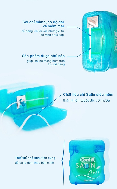 (Hàng Mỹ)CHỈ NHA KHOA ORAL-B SATIN FLOSS cuộn 50m