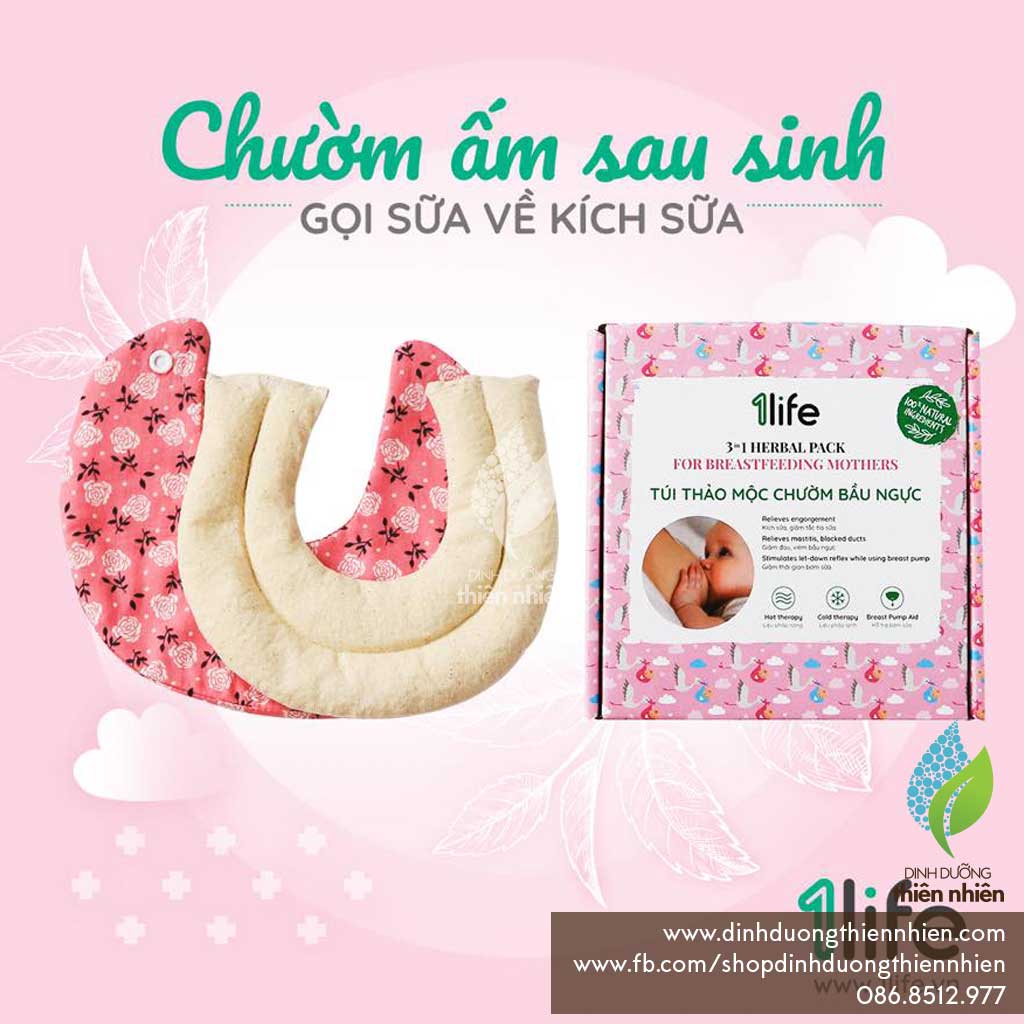 Túi Thảo Mộc Chườm Bầu Ngực 1Life 3in1 Herbal Pack For Breastfeeding Mothers