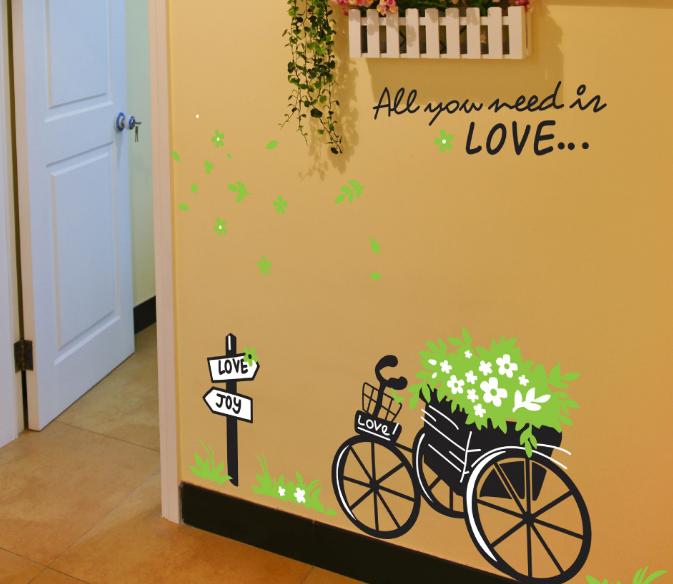 [HCM]Decal trang trí Xe Đạp giỏ hoa