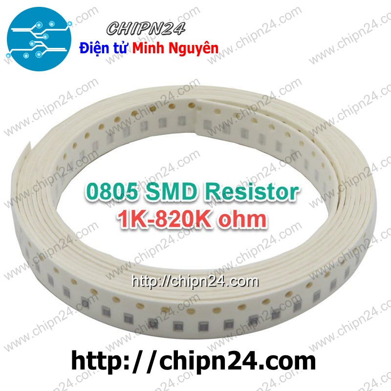 [50 con] Điện Trở dán SMD 0805 5% (2.0x1.2mm) (1K 1K2 1K5 1K8 2K2 2K7 3K3 3K9 4K7 5K1 5K6 6K8 8K2) - [Chọn Loại]