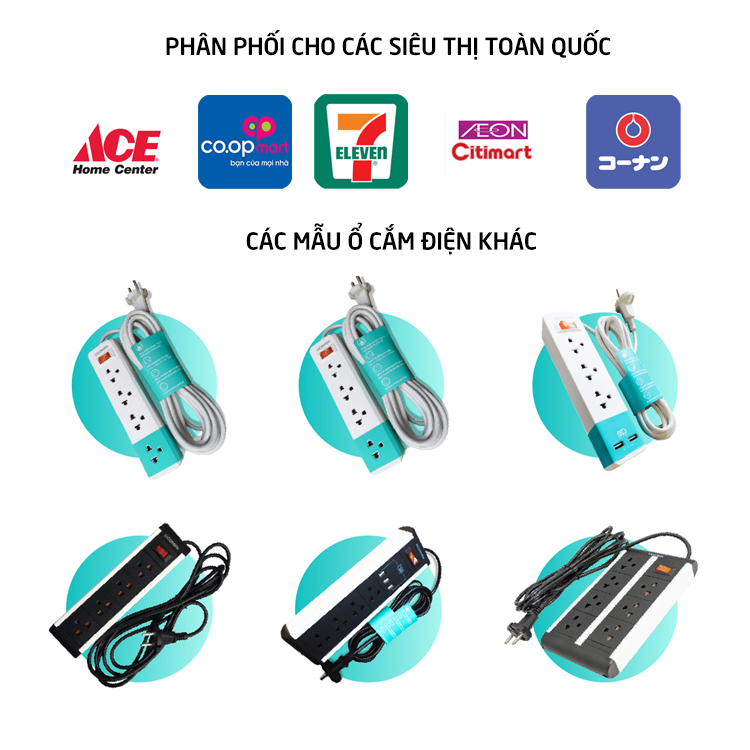 Ổ cắm điện an toàn Ucomen 04K4S 4 công tắc độc lập