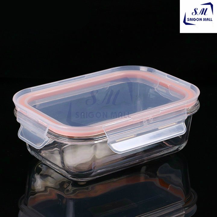 Hộp thủy tinh đựng thực phẩm tủ lạnh hình chữ nhật lớn 1.5 lít (BXT1001), thố thủy tinh bảo quản thực phẩm cao cấp loại lớn nhất - Hộp thủy tinh đựng thực phẩm dùng được lò viba, để được ngăn đông lạnh - cao cấp