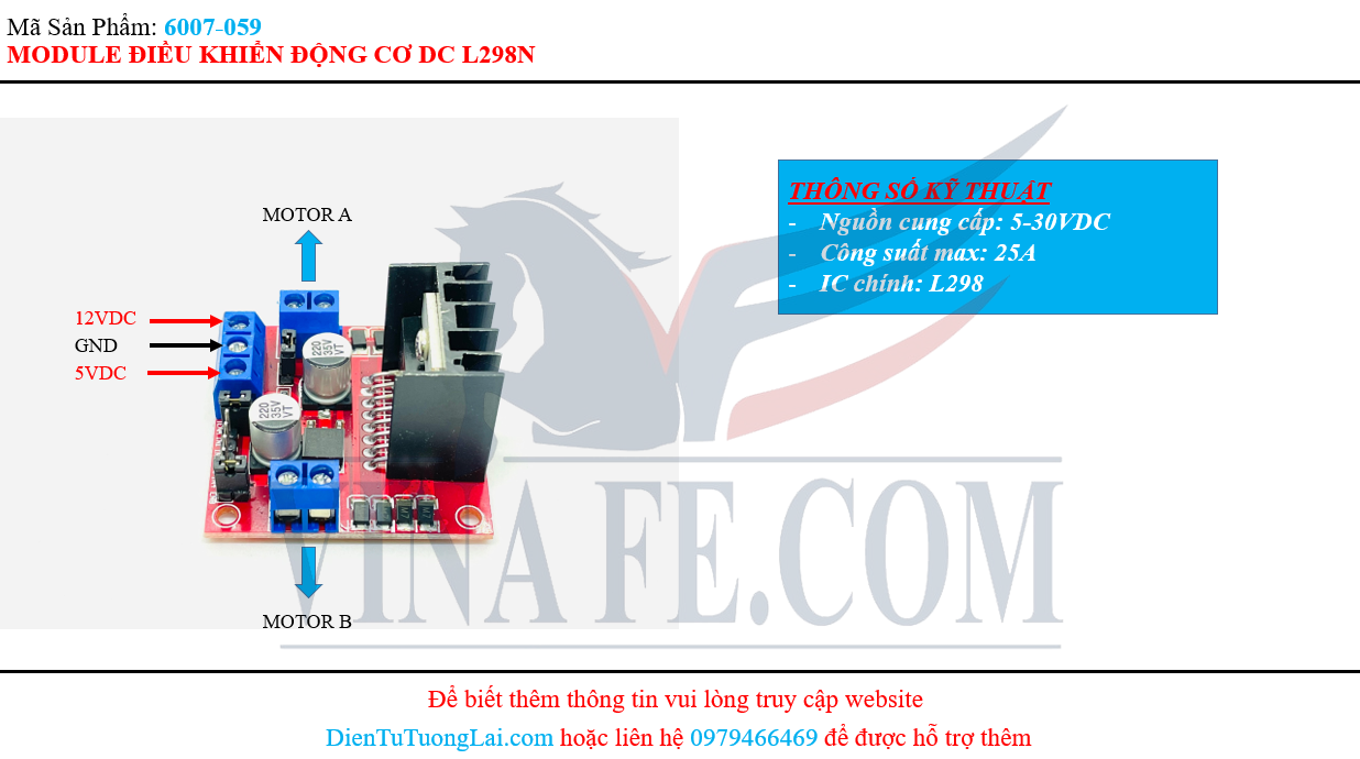 [HCM]Module Điều Khiển Động Cơ DC L298N