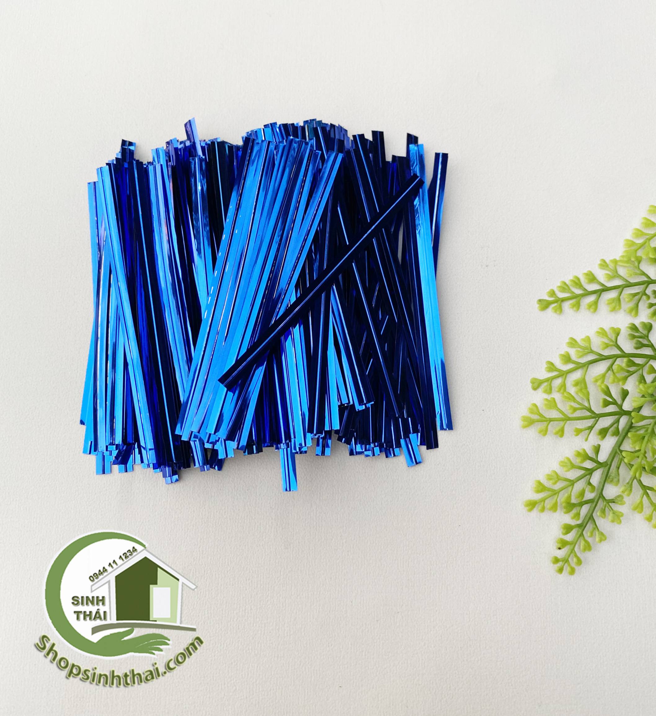 Bịch dây kẽm màu xanh dương buộc túi làm đồ handmade dài 8cm ( bịch 800 dây )
