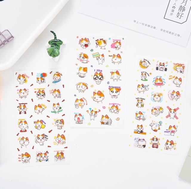 Sticker set 6 tấm mèo dễ thương