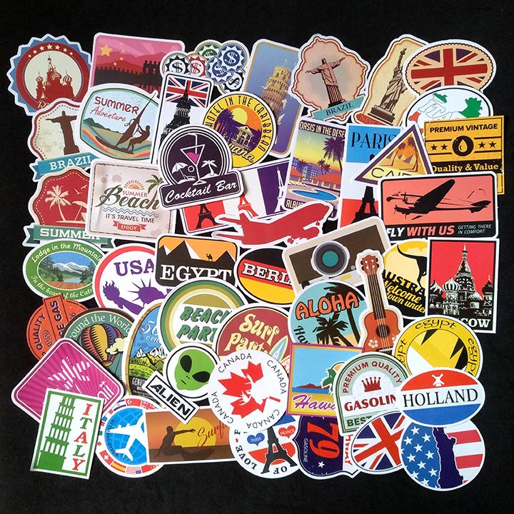 Bộ Sticker dán cao cấp chủ đề DU LỊCH - TRAVEL - Dùng dán Xe, dán mũ bảo hiểm, dán Laptop…