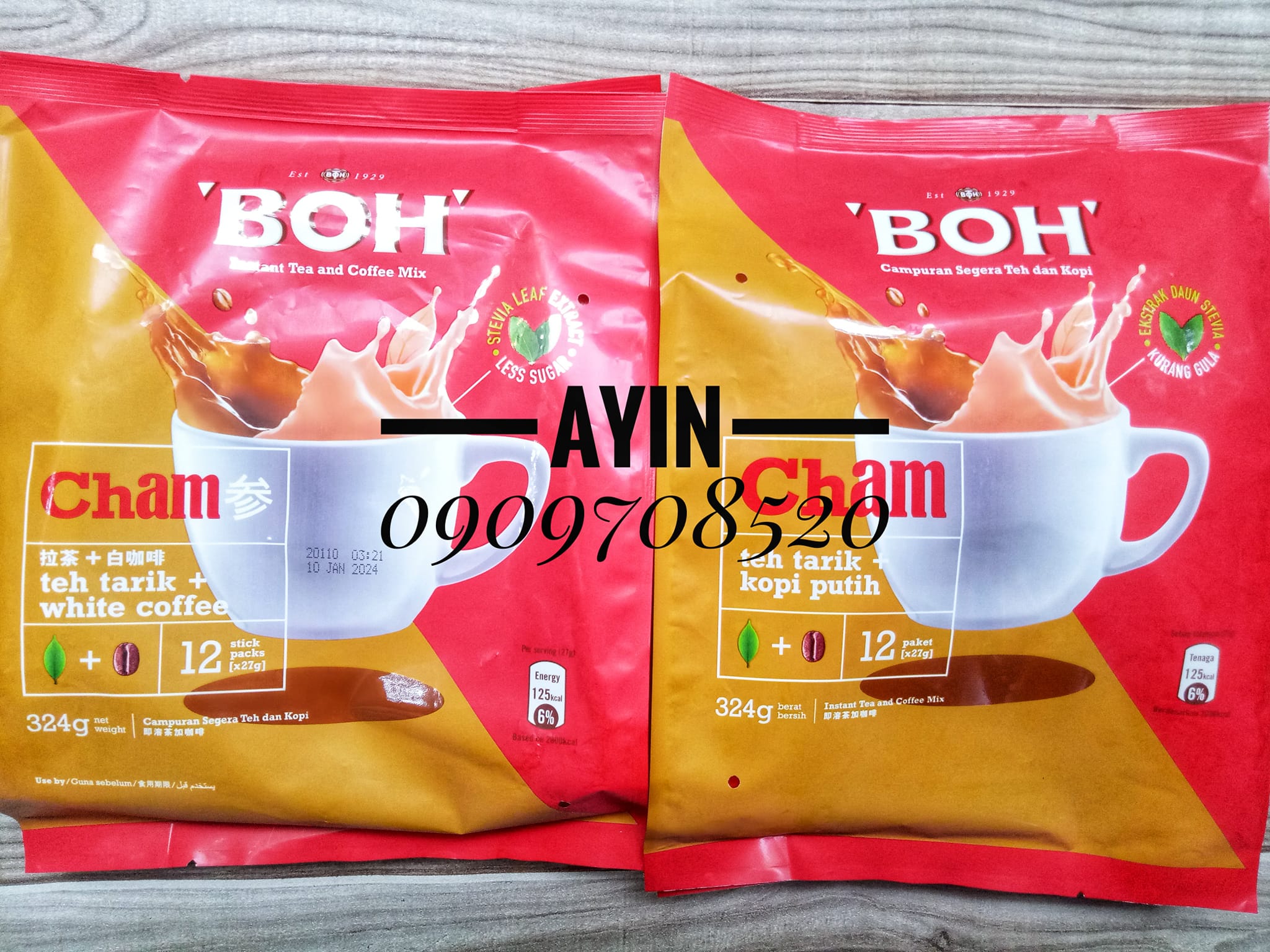 Trà Sữa BOH Mix Cà Phê Trắng BOH Cham Teh Tarik + White Coffee ( 12 Gói x 27g )