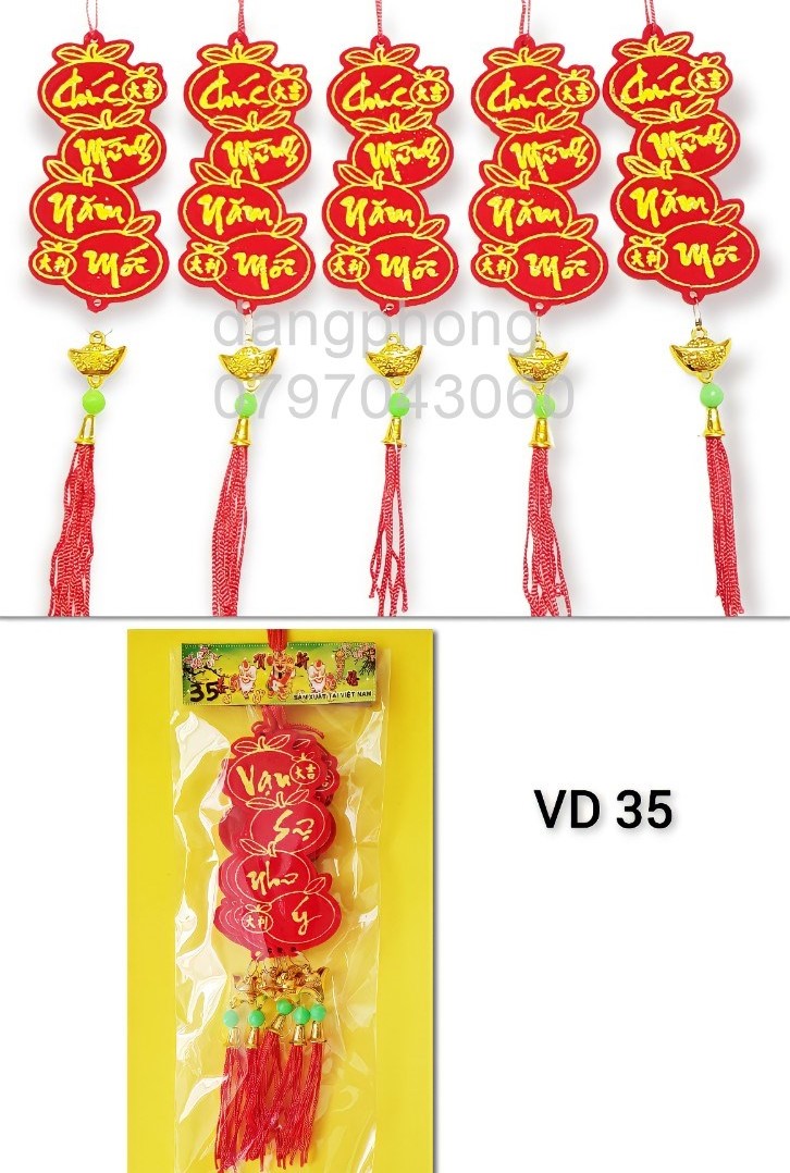 day treo tết liễn nhung bịch 5 dây VD, khánh tết,liễn tết