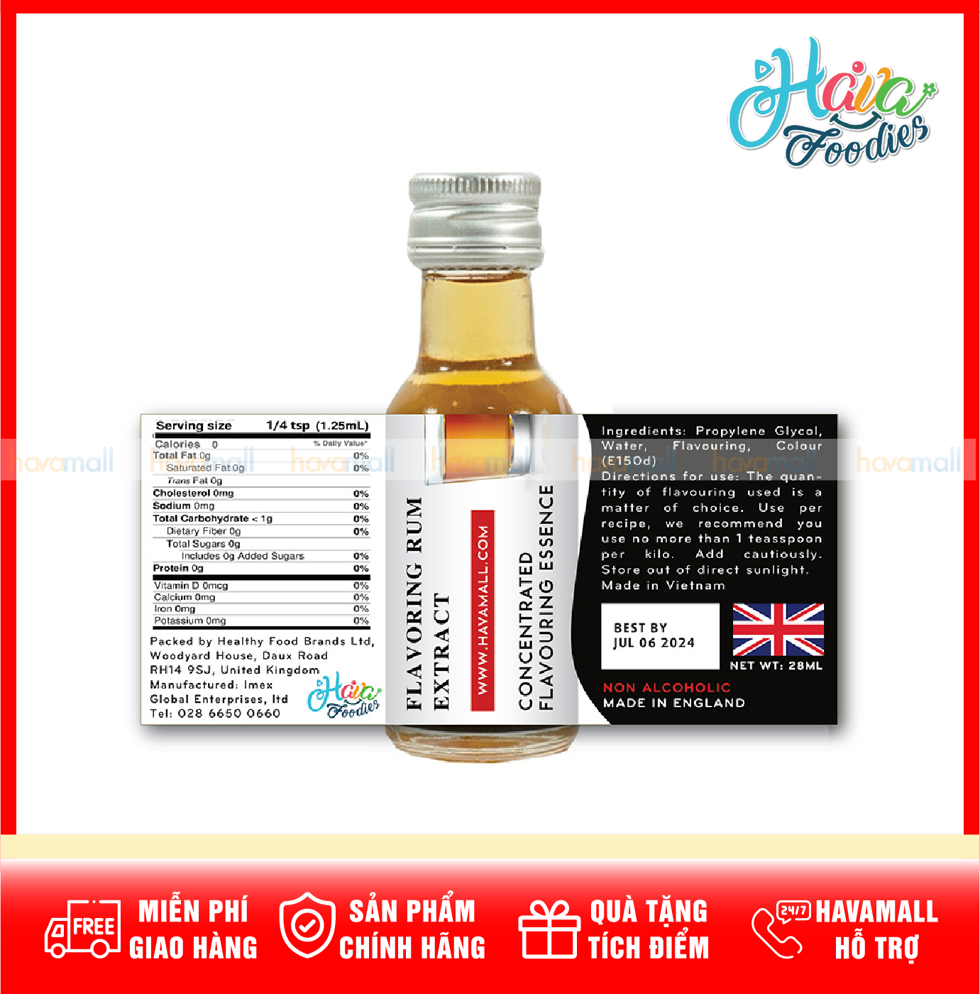Tinh Chất Rư.ợ.u Rum Havafood 28ml – Flavoring Rum Extract