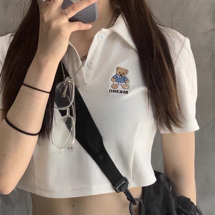 ÁO POLO CROPTOP TRẮNG CÁ TÍNH