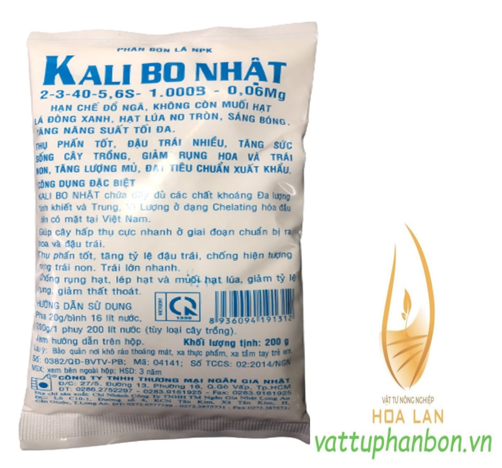 Phân Bón Lá NPK Kali BO Nhật - #256A# 1kg