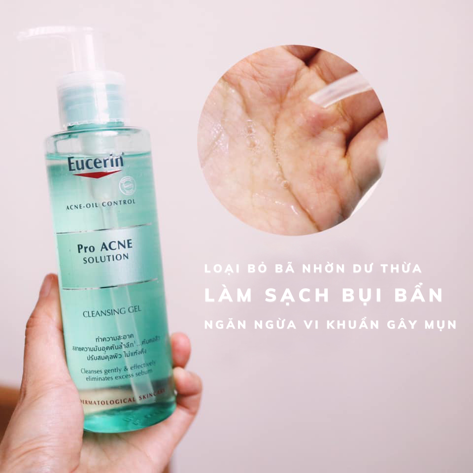 [HCM]EUCERIN GEL RỬA MẶT DÀNH CHO DA NHỜN MỤN EUCERIN PROACNE CLEASING 200ML