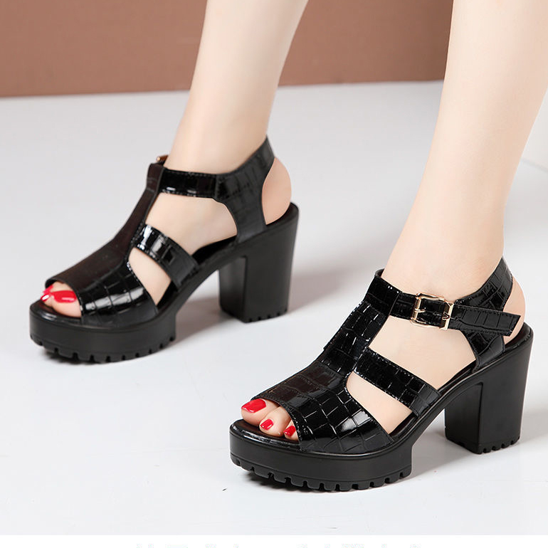 Giày Cao Gót Sandal Nữ Quai Hậu Gót Vuông Quai Kiếu Da Vân Bóng Cao Cấp - CG961