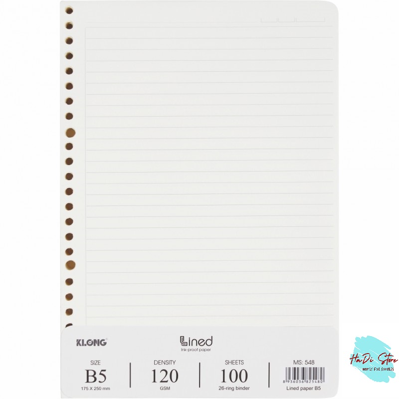 KLONG Ruột sổ LINE kẹp còng size B5 - 100 tờ (MS:548)