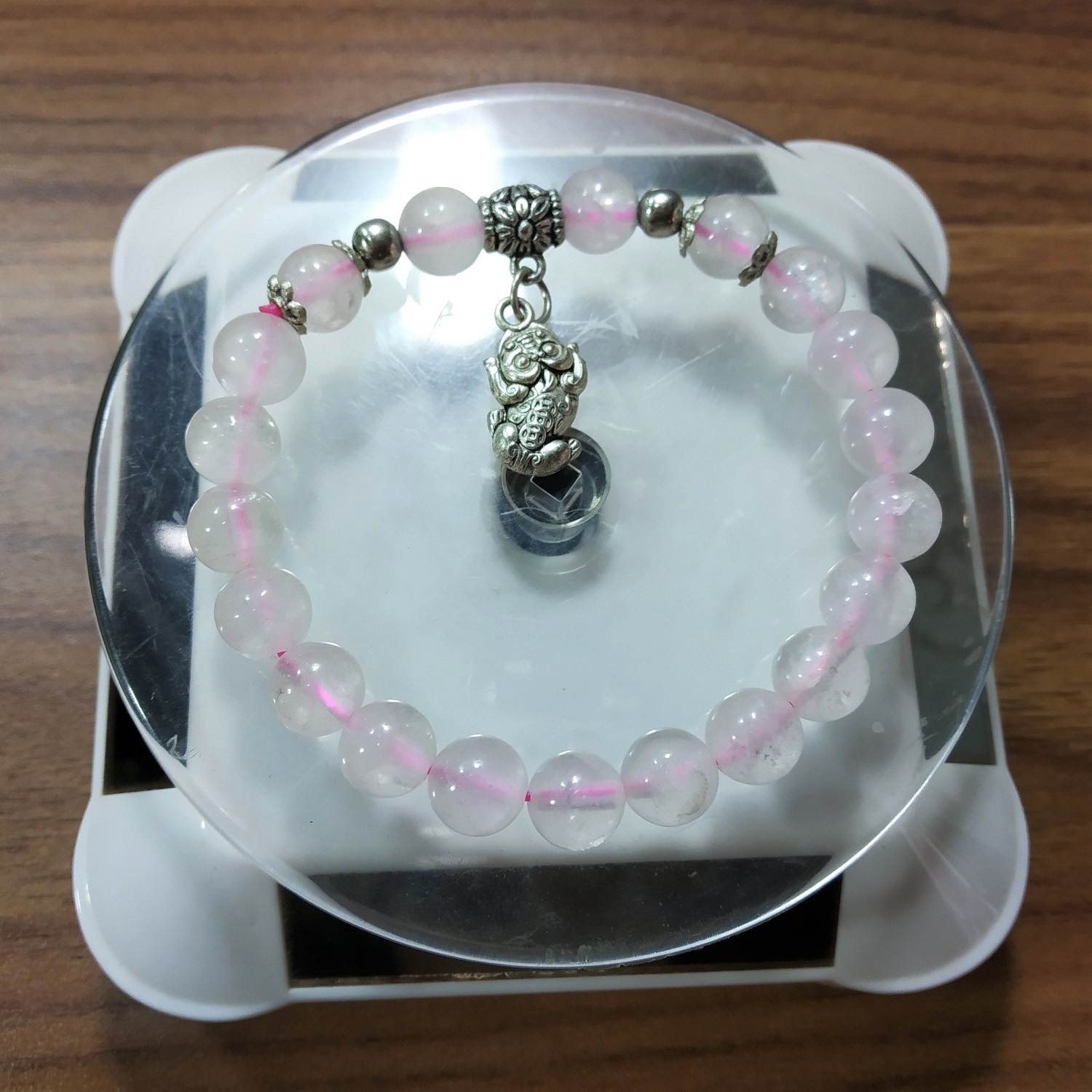 Vòng đá thạch anh hồng 8li mix tùy hựu