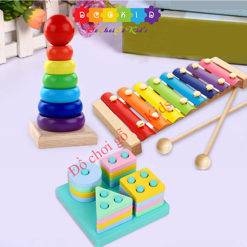 Combo 9 món đồ chơi gỗ cho bé phát triển trí tuệ