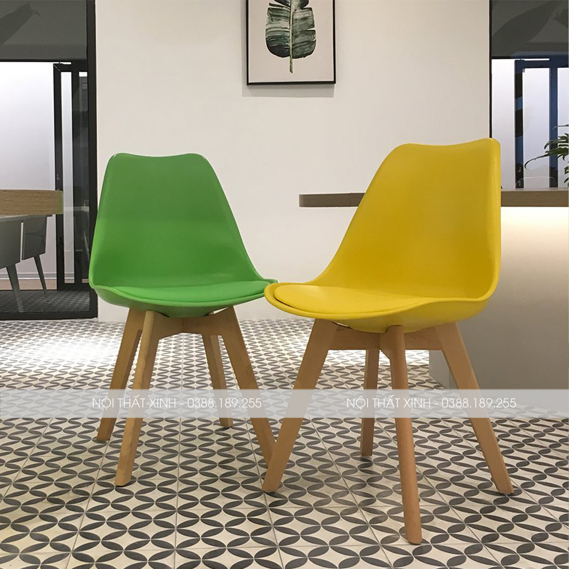 [GHẾ CAFE - GHẾ ĂN] Ghế Eames đệm da