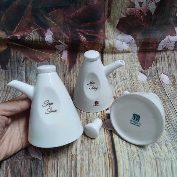 bình đựng nước tương sứ Minh Long - bình đựng nước tương sứ