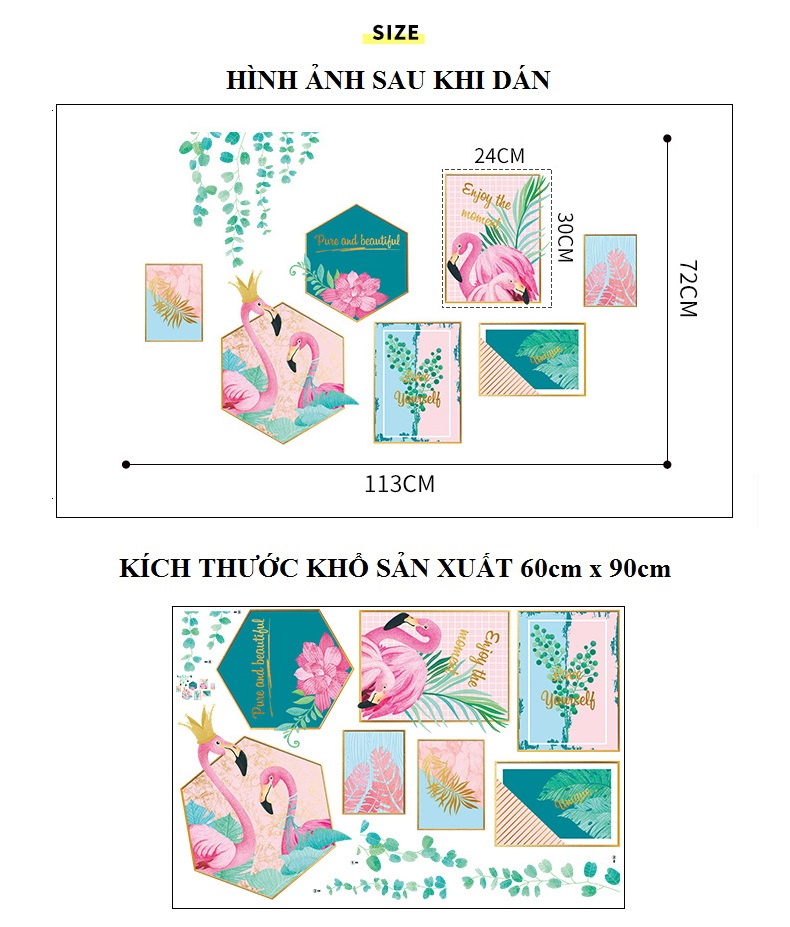 Decal dán tường Combo hạc hồng 2- C14C22