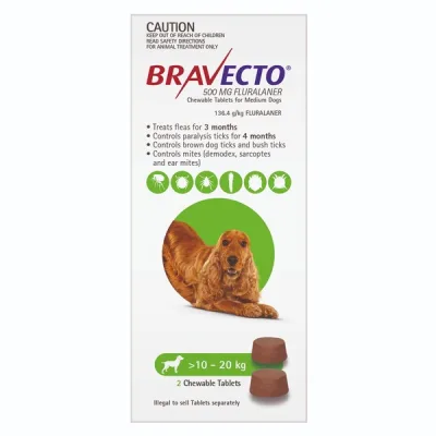 Bravecto Cho Cún 10-20kg - Phòng Ve, Rận, Bọ Chét, Ghẻ Demodex Trên Chó Lẻ Viên
