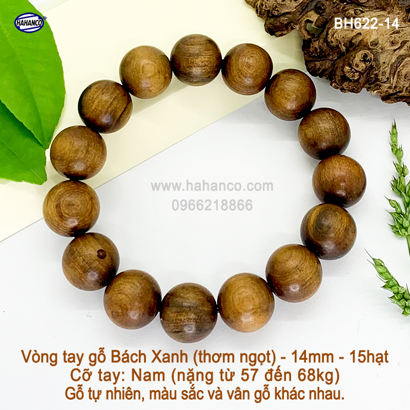 Vòng tay gỗ Bách Xanh cổ thụ thơm ngọt - vân gỗ đẹp - Mang lại tài lộc bình an (BH622)