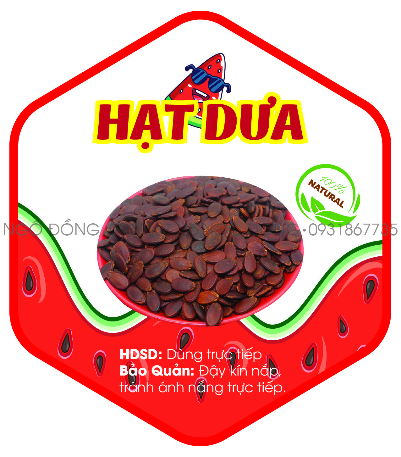 55 tem lục giác 7x8cm - "Hạt dưa"