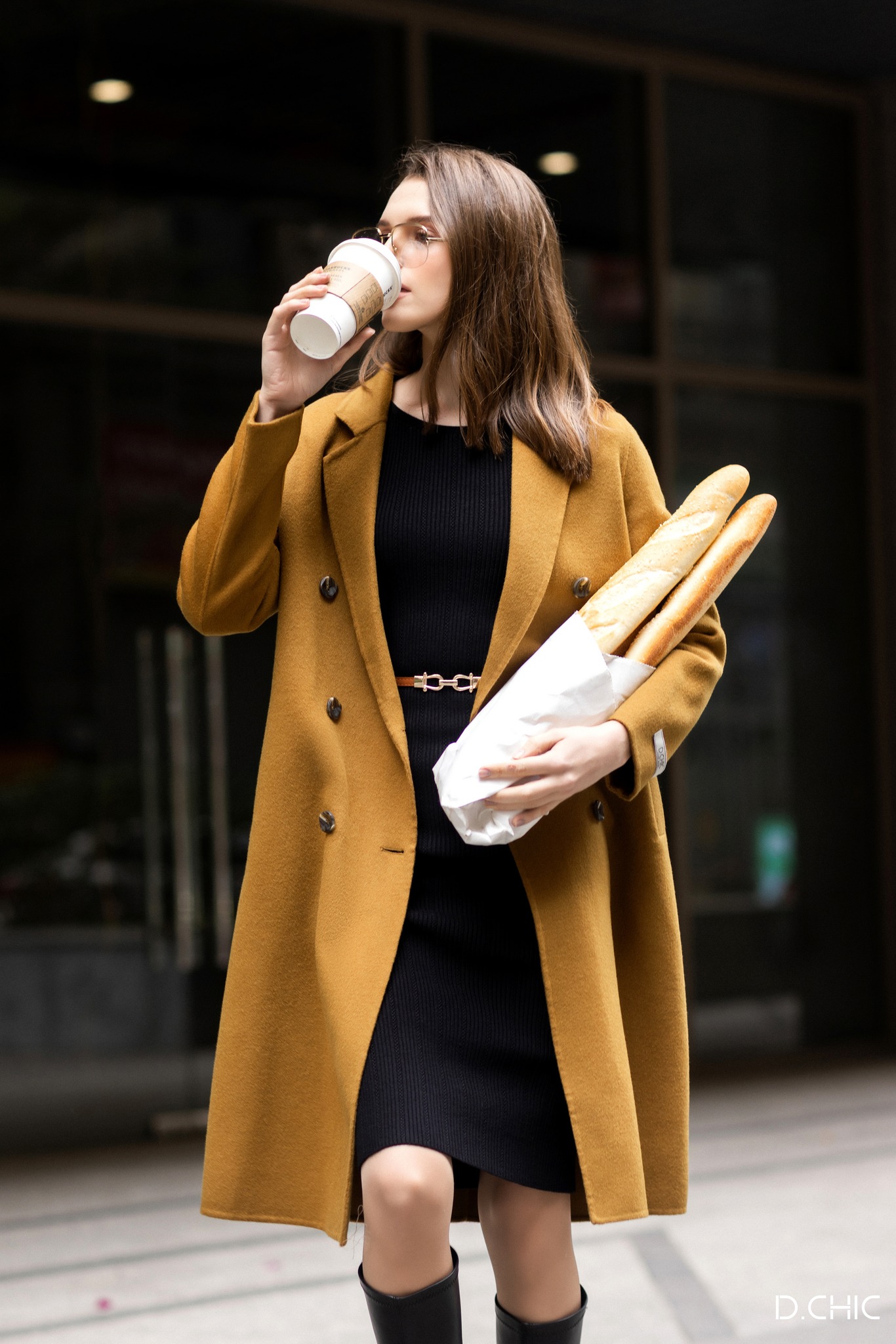 Áo dạ Handmade dài basic túi cơi sườn chéo by D.CHIC MS: 980261