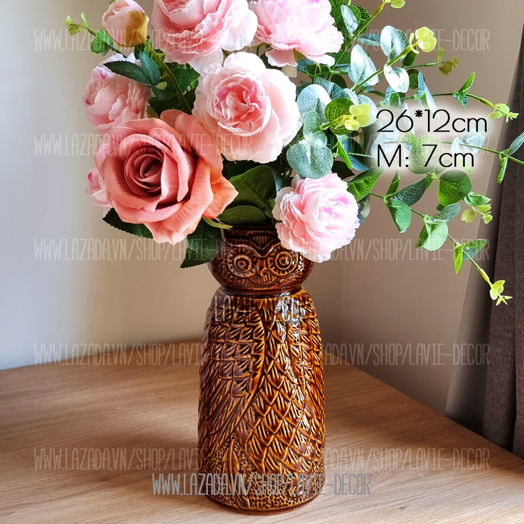 Lọ hoa gốm sứ men hỏa biến hổ phách Bát Tràng