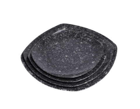 Đĩa Nhựa Melamine Vuông Vân Đá Đen