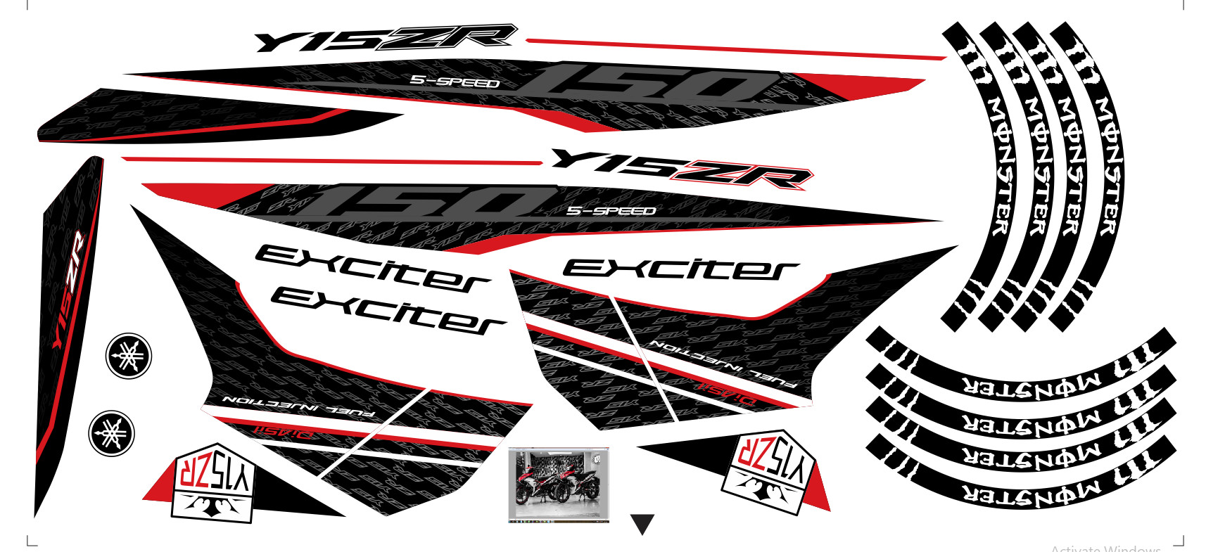 Tem xe exciter 150 y15zr sọc