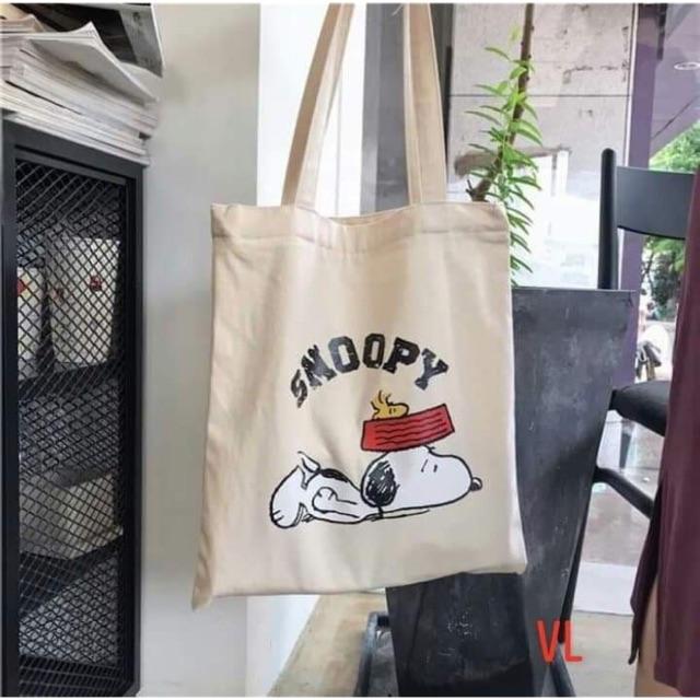 [Túi tote] Túi vải chó Snoopy nằm BLA0719