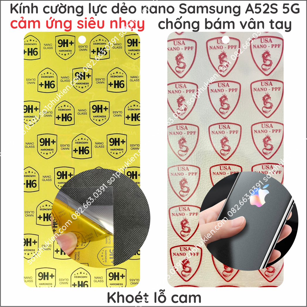 Dán cường lực Samsung A52s 5G dẻo nano bảo vệ màn hình