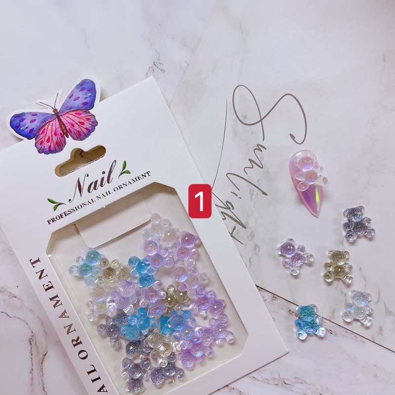 Phụ kiện charm nơ gấu gắn móng tay nail