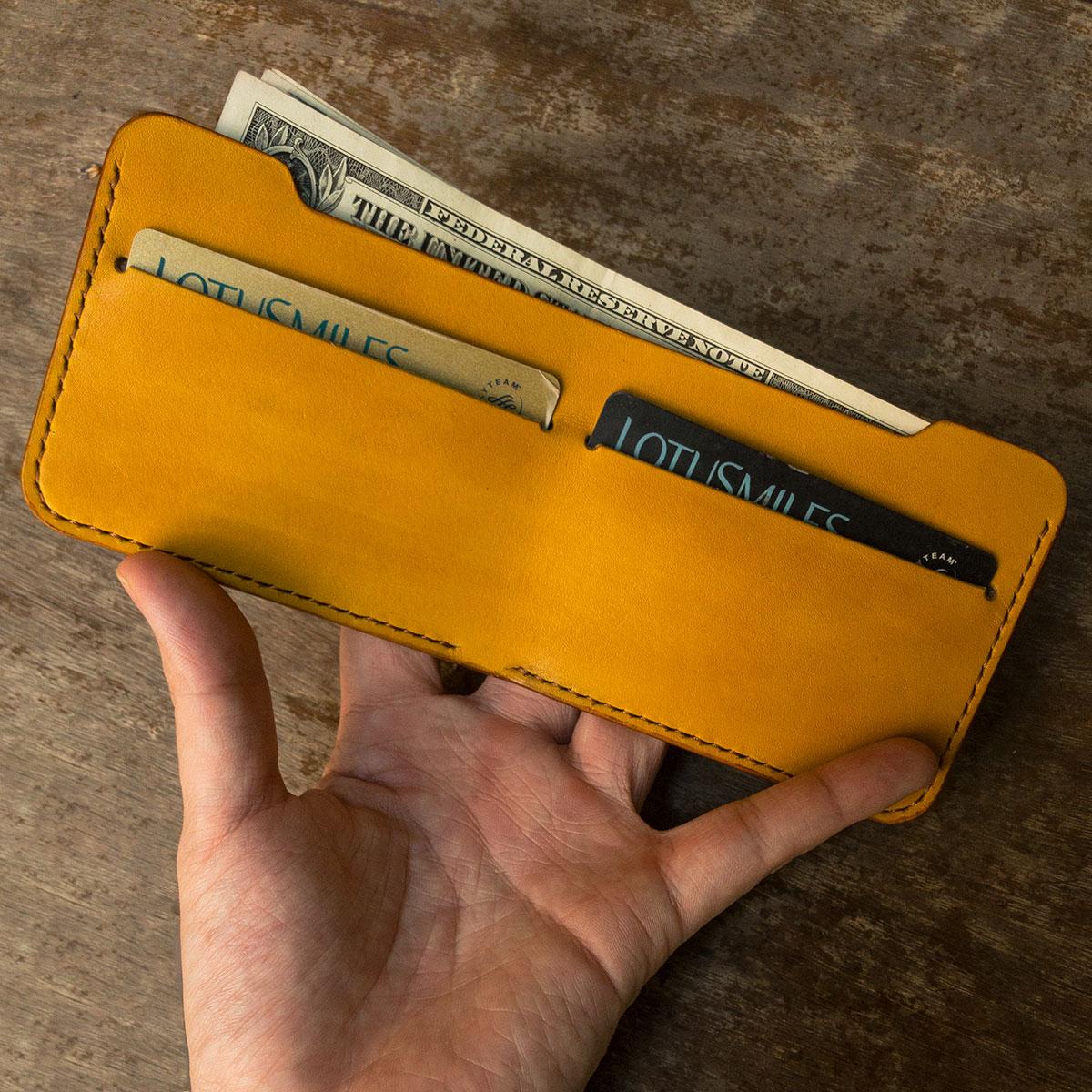 Ví mini da - da bò thật - ví thủ công màu vàng dtleather db113