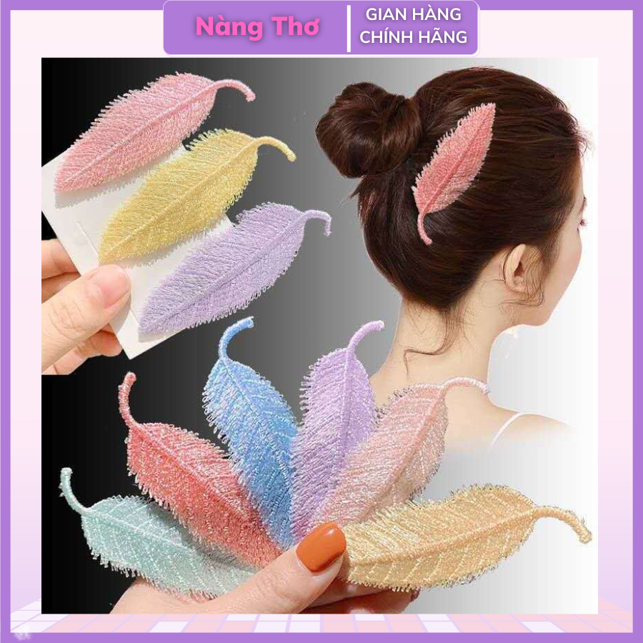 Kẹp tóc hình lá ánh kim xinh xắn thời trang Hàn Quốc cho bạn nữ