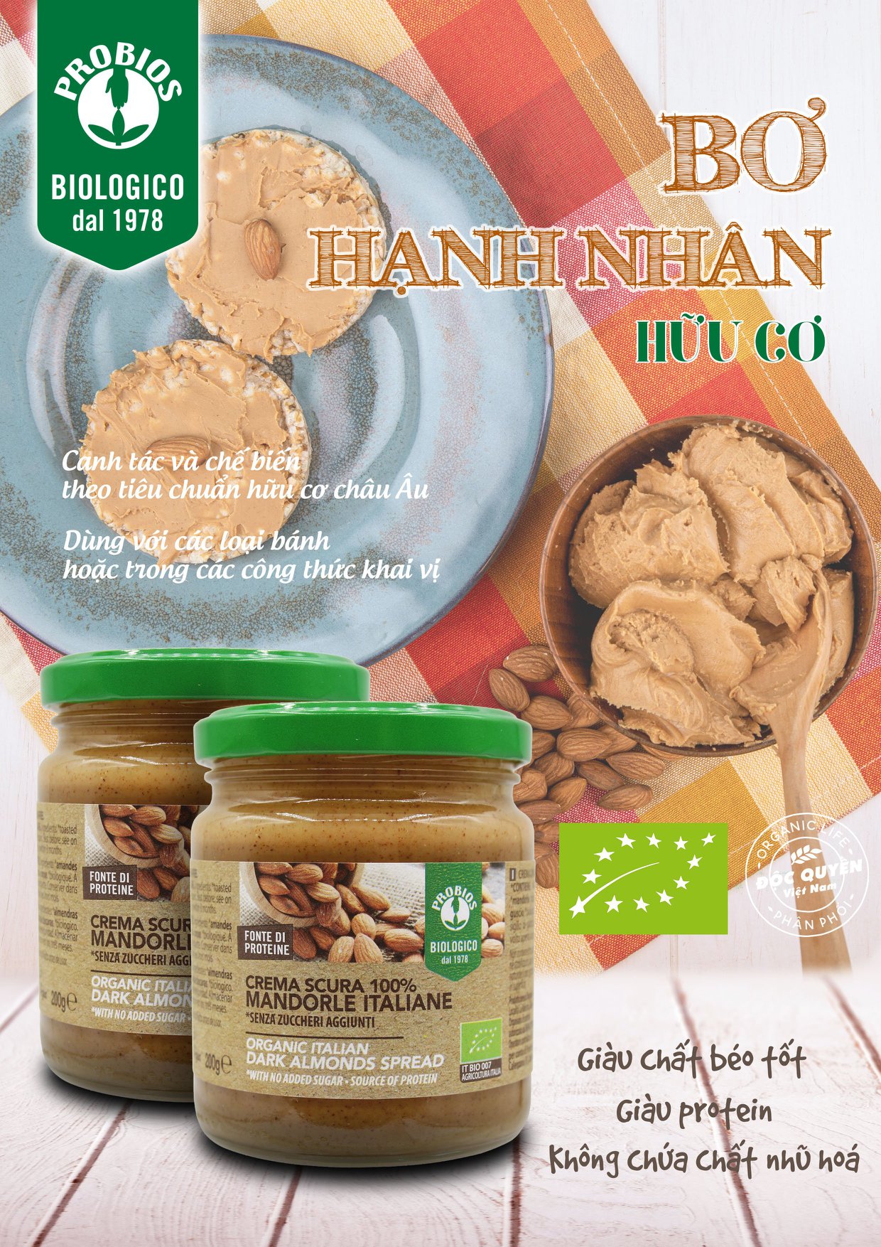 Bơ Hạnh Nhân Hữu Cơ (hsd 30/04/2023) 200g Organic Dark Almonds Spread
