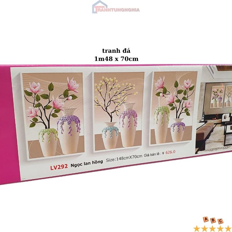Tranh đính đá bình hoa ngọc lan 3 bức LV292