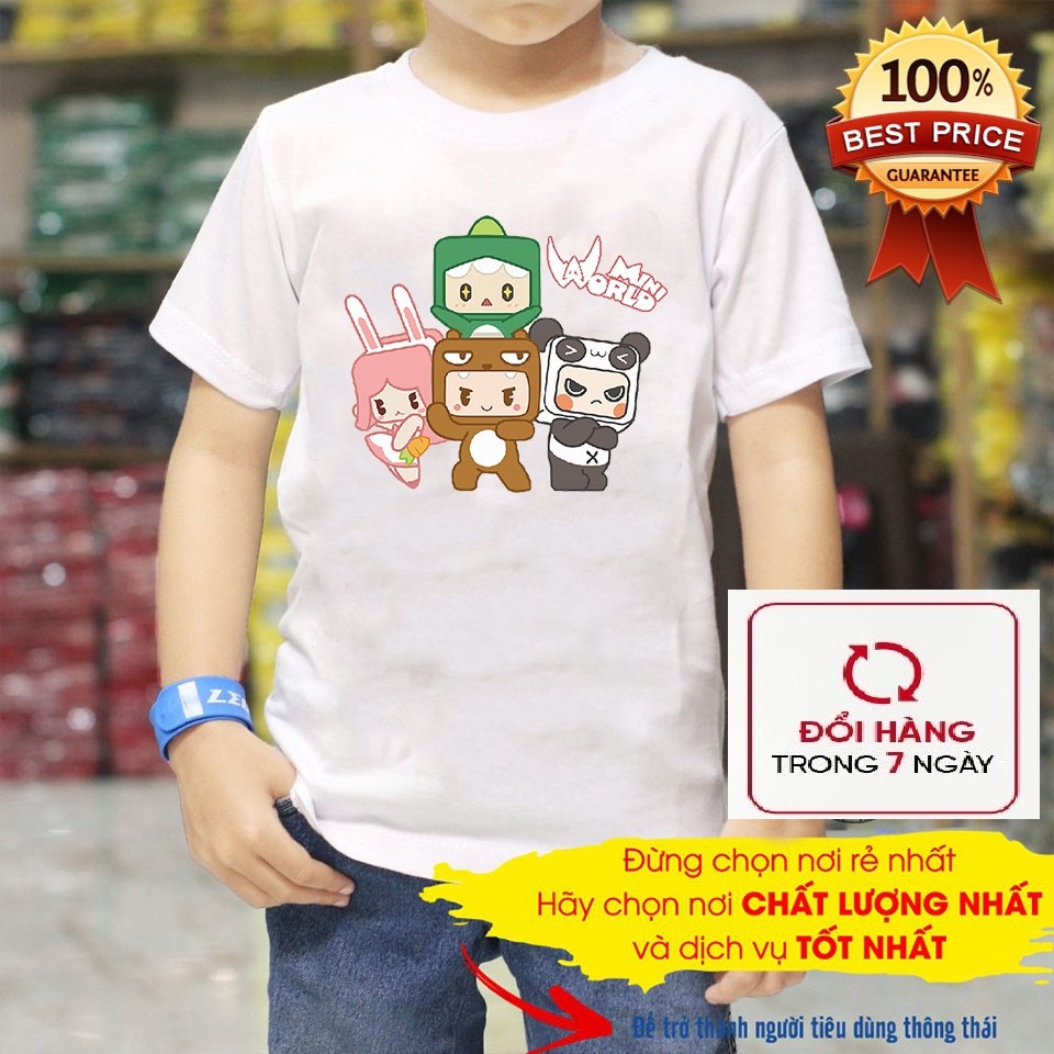 Áo thun hero team mini world xịn sò mới cho bé trai / bé gái / chất vải đẹp