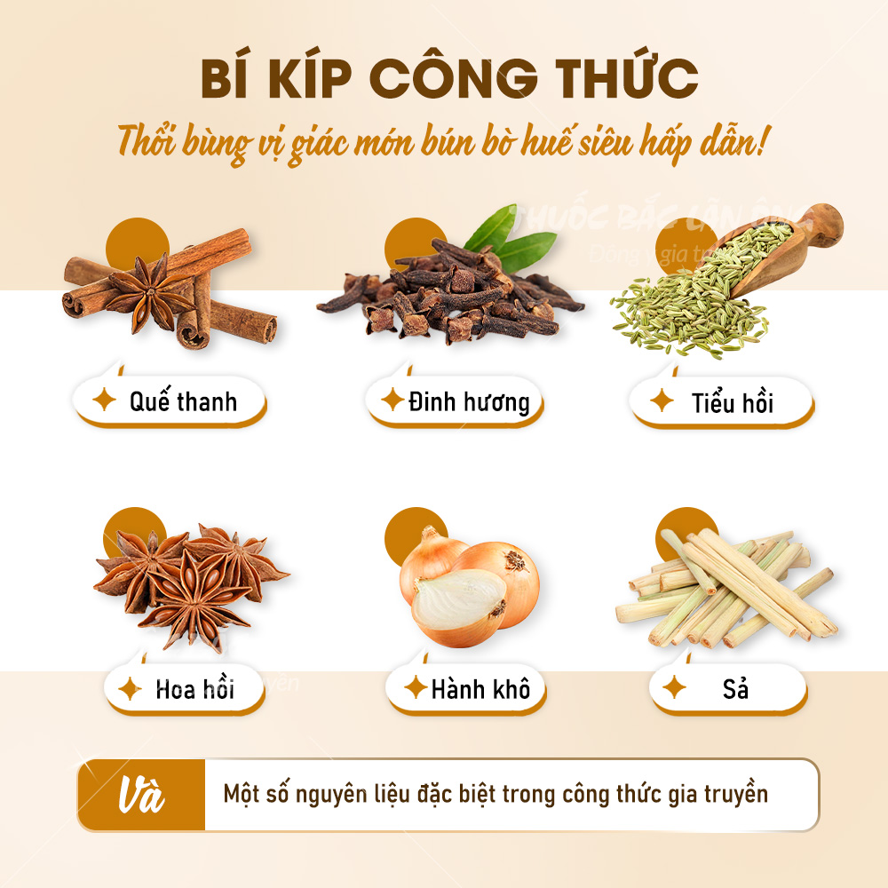 Gia vị nấu bún bò Huế (Nguyên liệu nấu bún bò Huế)