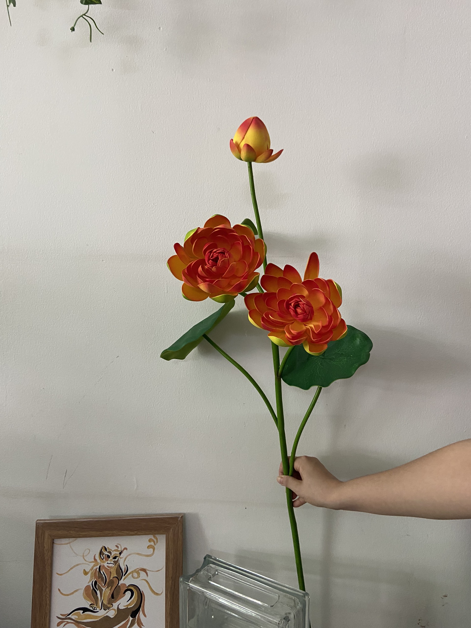 CÀNH SEN XỐP Cao Cấp 2 bông 1 nụ cao 1m