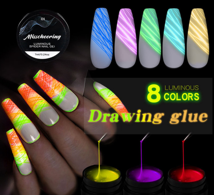 gel nhện dạ quang nail