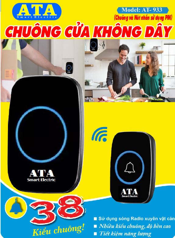 CHUÔNG CỬA KHÔNG DÂY DÙNG PIN ATA (NÚT DÙNG PIN + CHUÔNG DÙNG PIN)