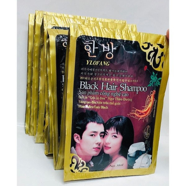 Combo 5 Gói Dầu Gội Nhuộm Đen Tóc Black Hair Shampoo Hàn Quốc, An Toàn Cho Da, Không Độc Hại, Đen Ngay Sau Lần Sử Dụng