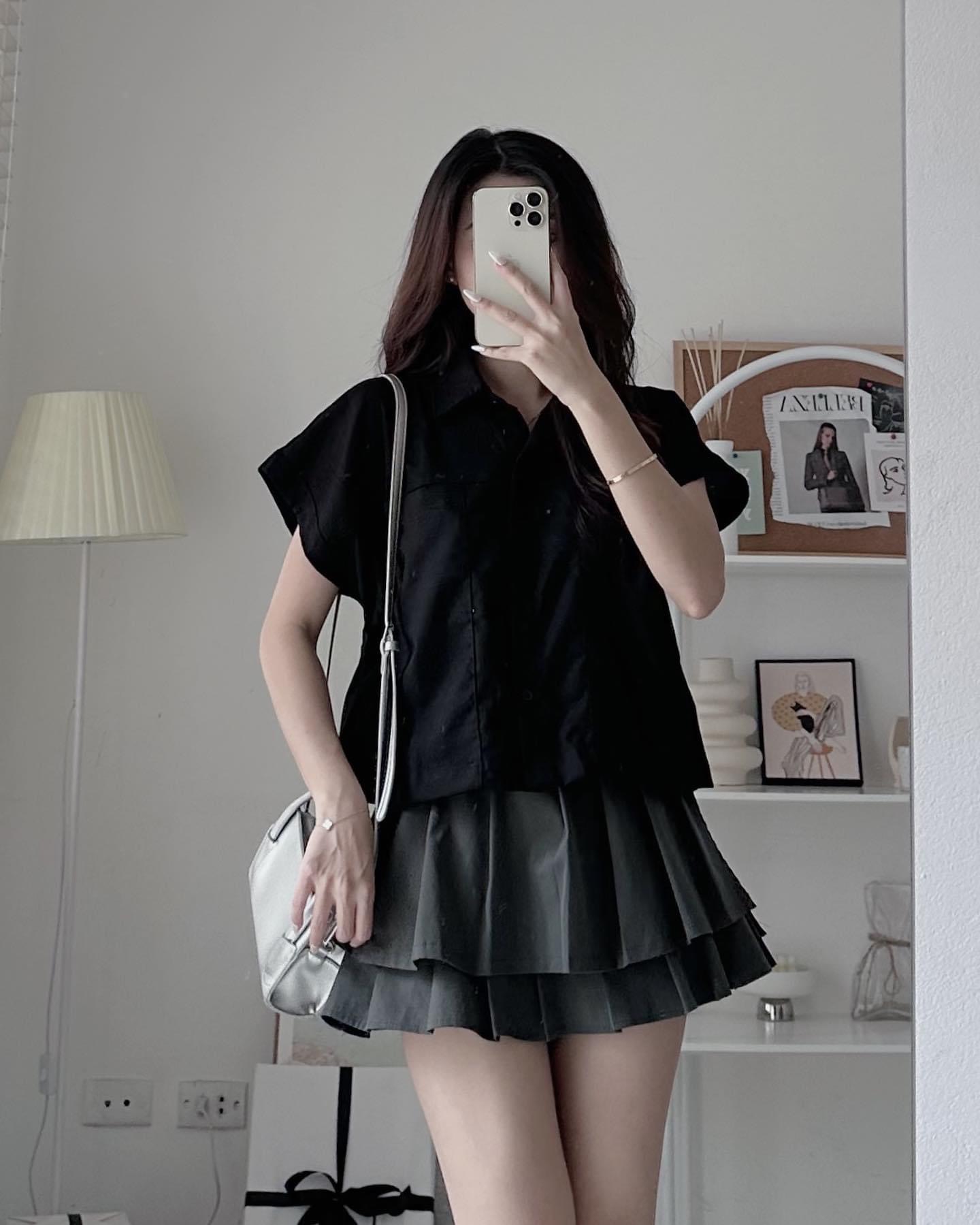 Áo so mi nữ cổ đức túi ngực - 247storefashion - 	somilinen100_p13k11