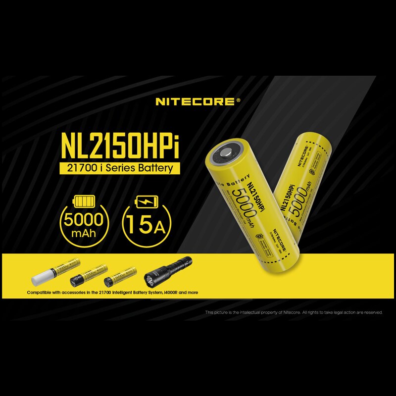 NITECORE NL2150HPi 21700 battery 5000mAh 3.6V 18Wh Flashlight battery