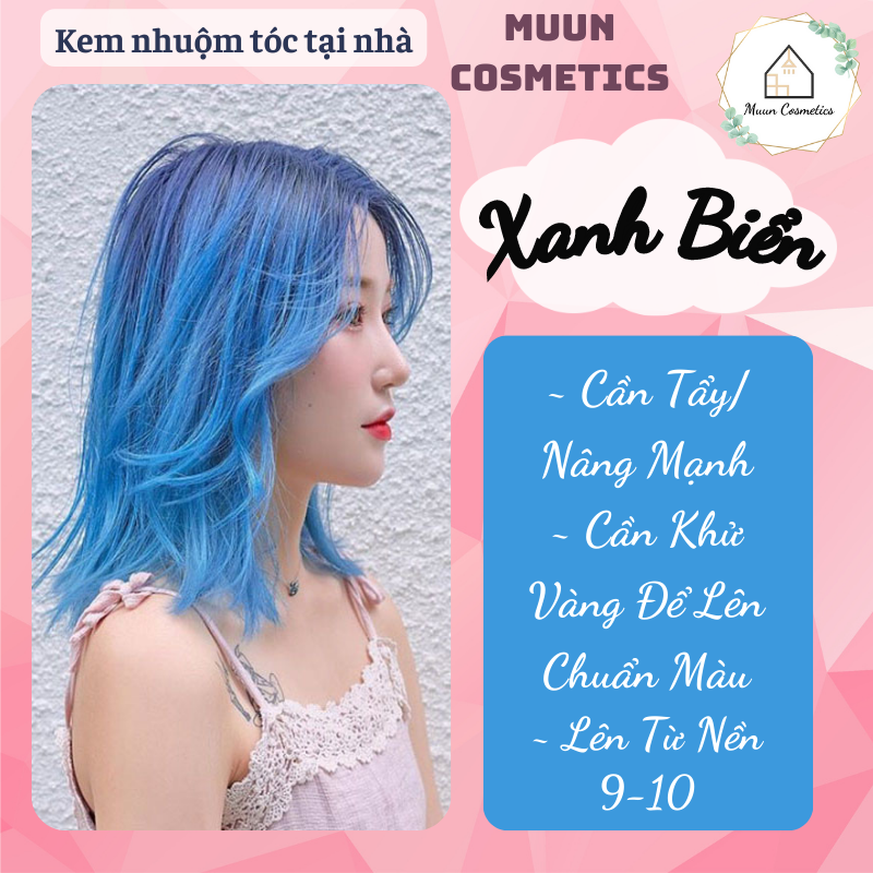Thuốc Nhuộm Tóc Xanh Biển (Tặng Kèm Oxy Trợ Nhuộm và Chụp Tóc, Bao Tay)