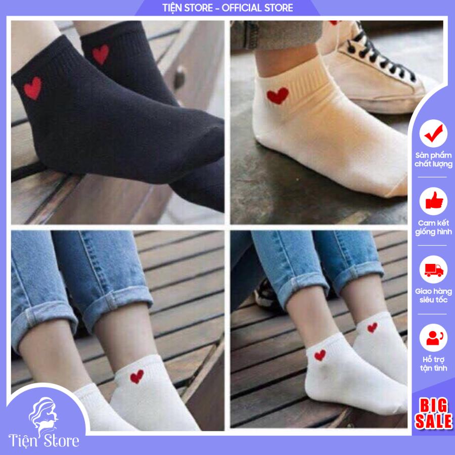Set 10 Đôi Tất Cổ Ngắn Hoạ Tiết Trái Tim ( Ảnh Thật) [Tiện Store]