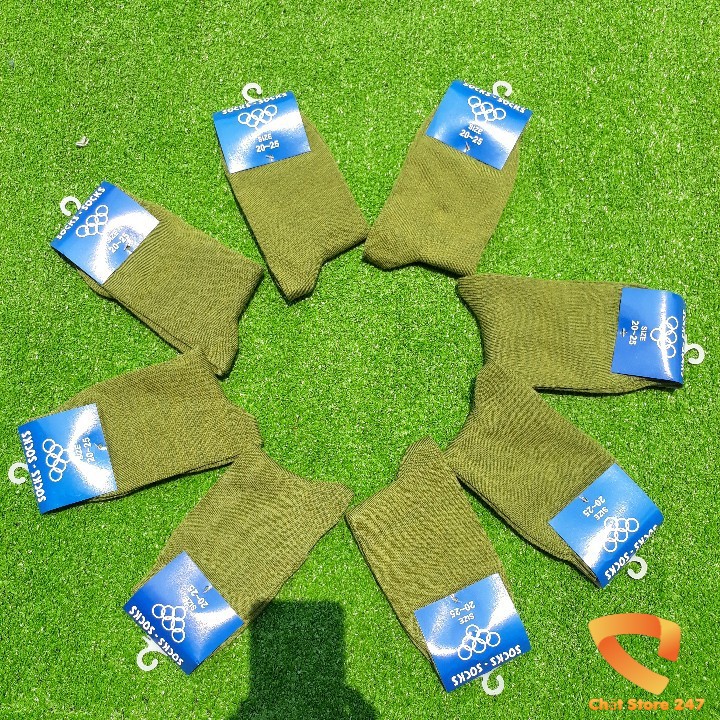 Vớ chân nam xanh rêu 5 đôi socks sq,ca,bđ ,tất vớ lính