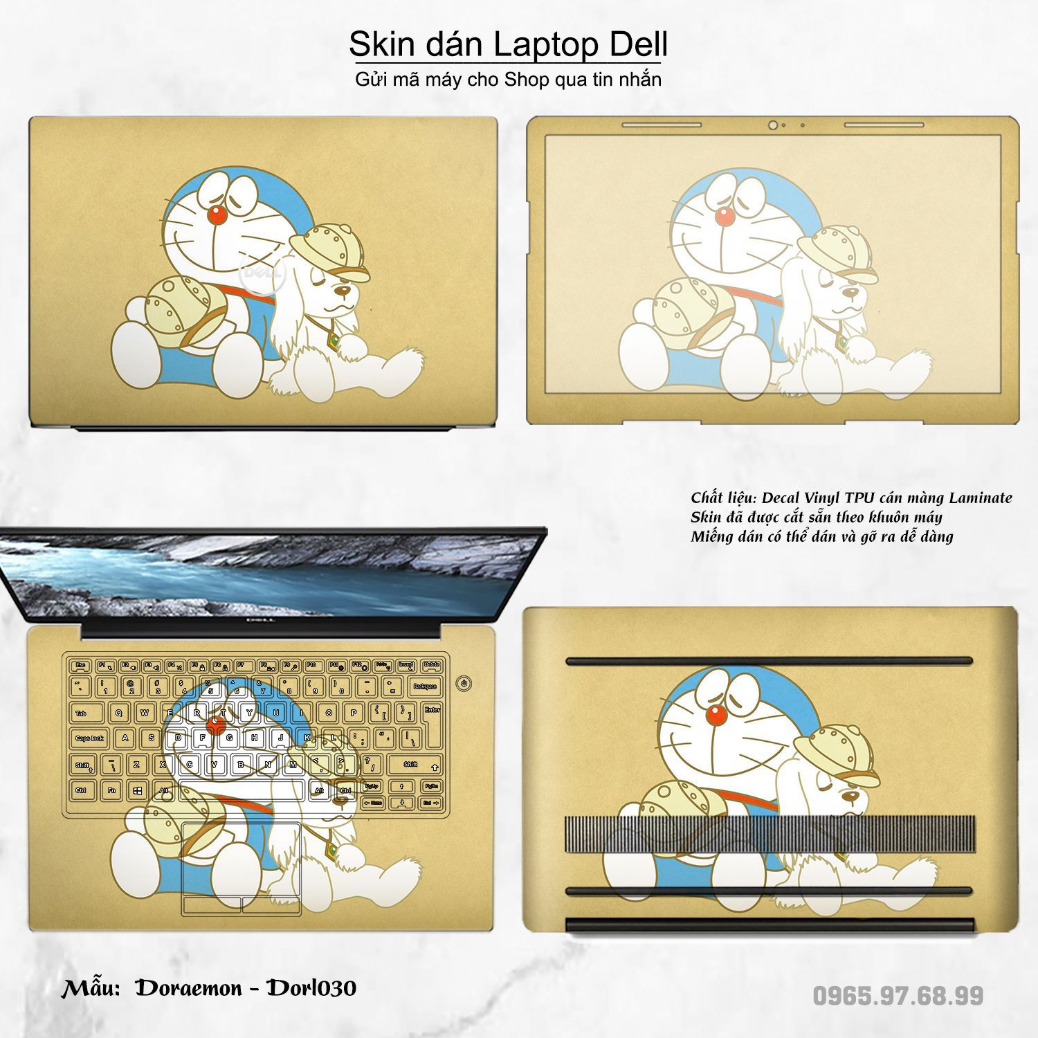 Decal Skin dán Laptop Dell mẫu Doraemon