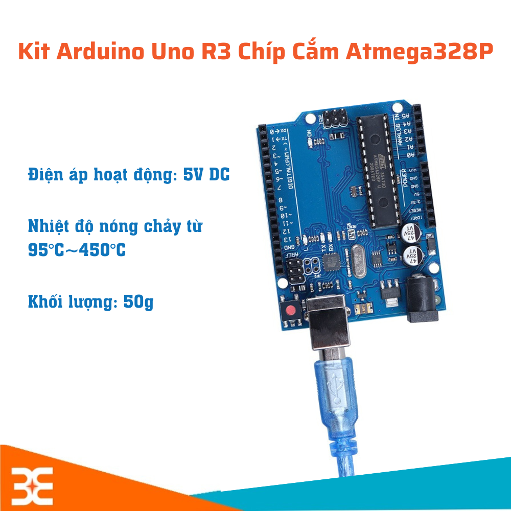 KIT ARDUINO UNO R3 - ATMEGA328P-CẮM(BH 6 tháng)